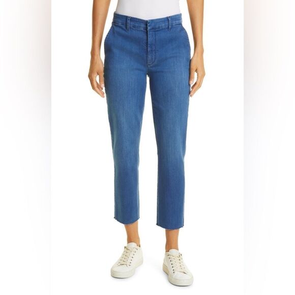 Frank & Eileen Blue Denim Wicklow Italian Chino Raw Hem Jeans Size 8 - Picture 1 of 8